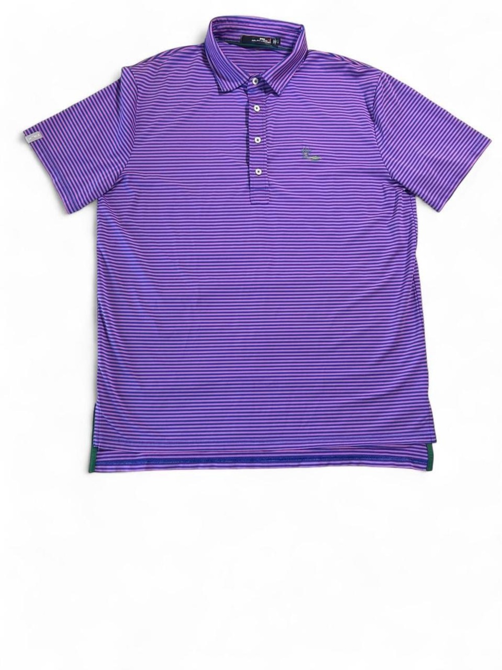 RLX Ralph Lauren Liberty National Golf Polo Large Purple Blue Striped